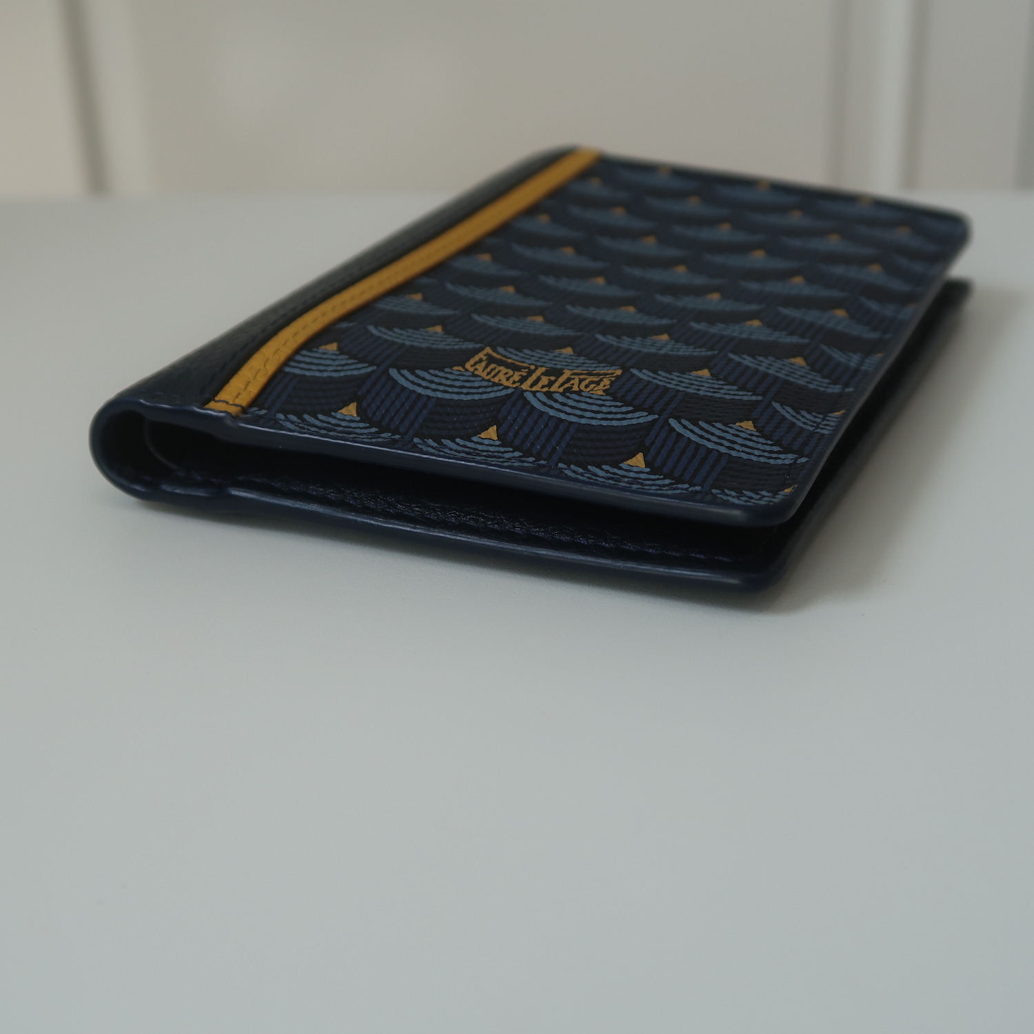 Faure Le Page Navy Blue Monogram Canvas Standard Pocket Wallet