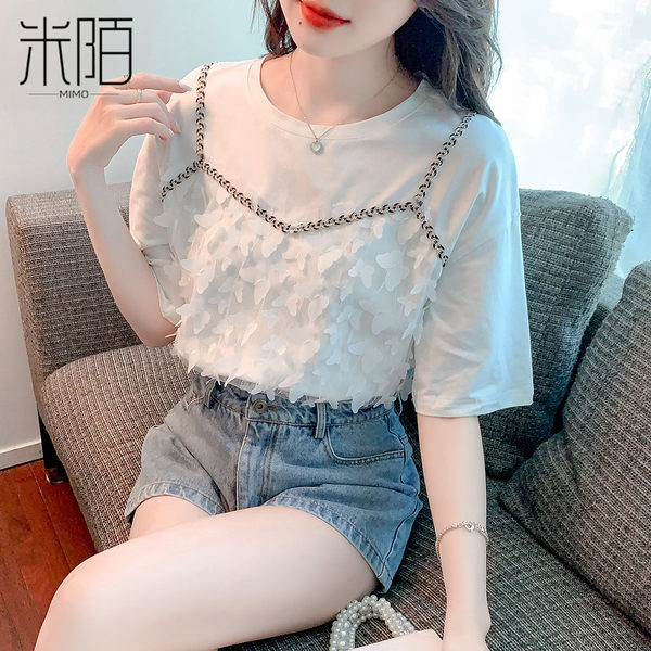 เสื้อลูกไม้ แขนสั้น