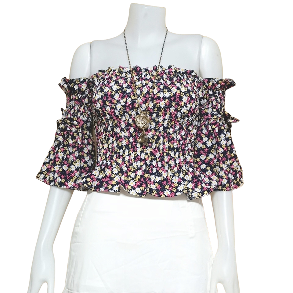 Blouse3892 รวมแบบเสื้อแฟชั่นวัยรุ่น เสื้อครอป เสื้อปาดไหล่ เสื้อสม็อค เสื้อรูดหน้า ผ้าไหมอิตาลี ผ้าชีฟอง งานแฟชั่นประตูน้ำ