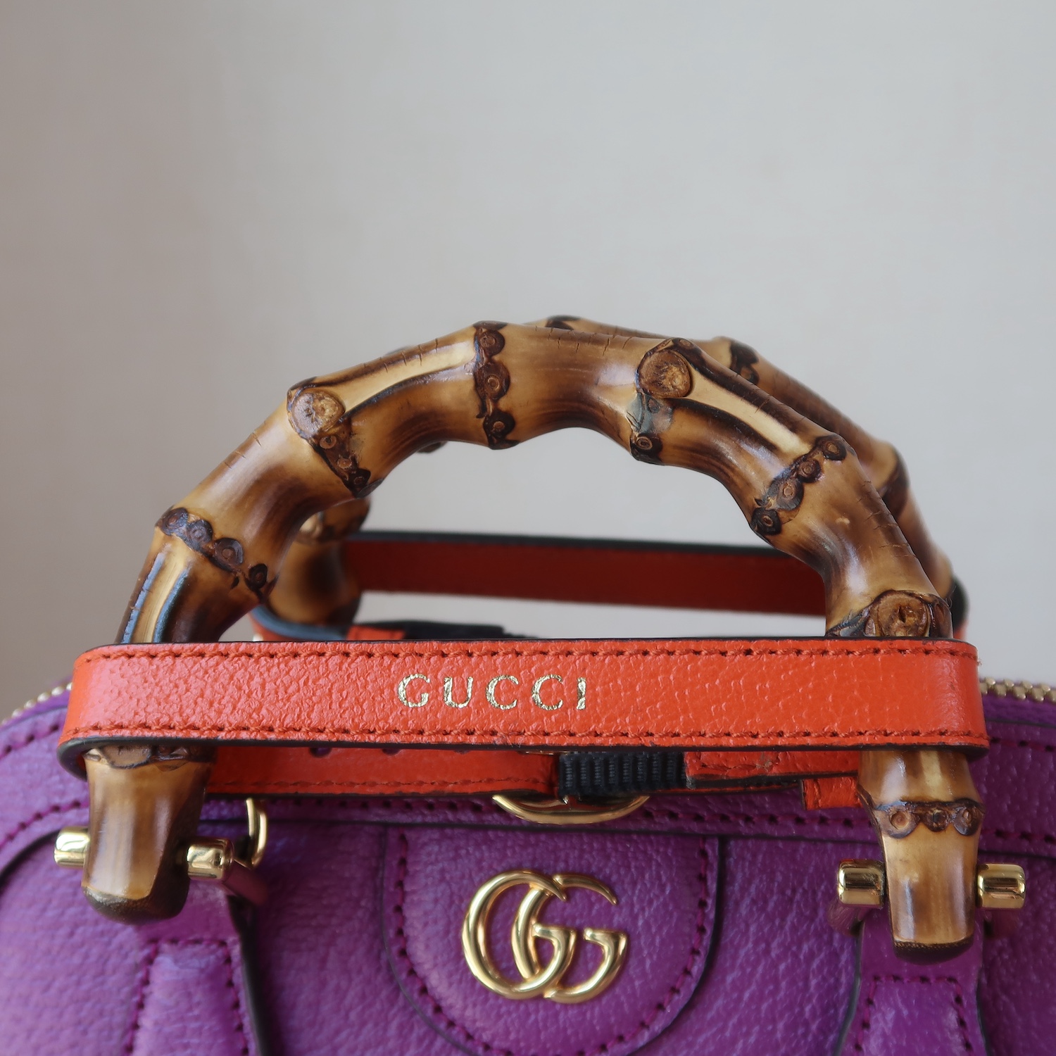 Gucci Purple Calfskin Diana Bamboo Top Handle Mini Dome Tote