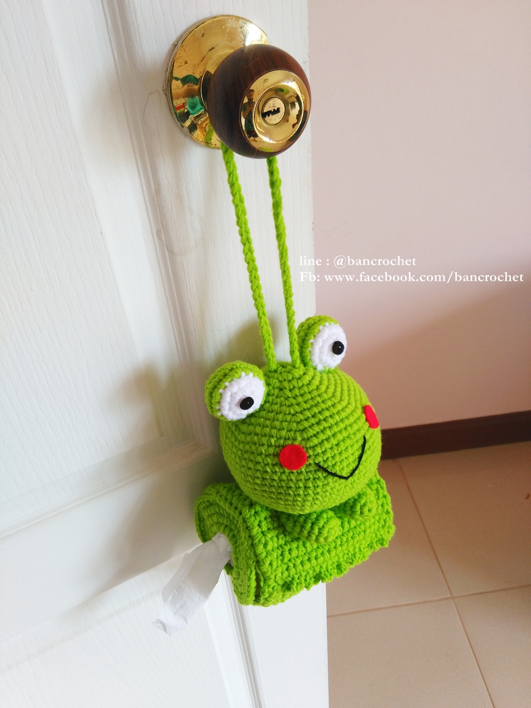 กล่องทิชชูถักเคโระ สำหรับทิชชูม้วน (keroro tissue box cover crochet for tissue roll)