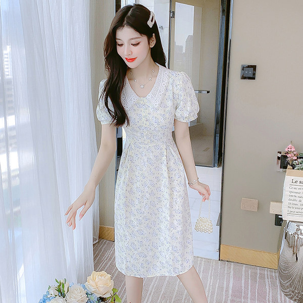 เดรสลูกไม้ เดรสชีฟองสวยๆ แขนสั้น By Meiyi women's clothing