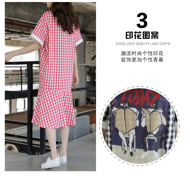 Dress4744 เดรสยาวลายสก็อตทรงปล่อยชายระบาย งานสกรีนลายดิจิตอลอย่างดีสีสวยคมชัด ผ้าโพลีเนื้อดีนุ่มใส่สบาย งานสวยใส่ง่ายน่ารักมาก