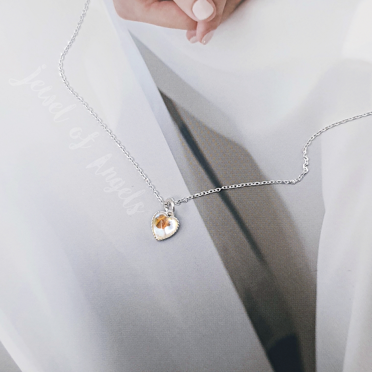สร้อยคอสั้นเงินแท้ S925 รุ่น Eternal สร้อยลายโซ่ จี้หัวใจมูนสโตน Moonstone สร้อยคอแฟชั่น Silver925