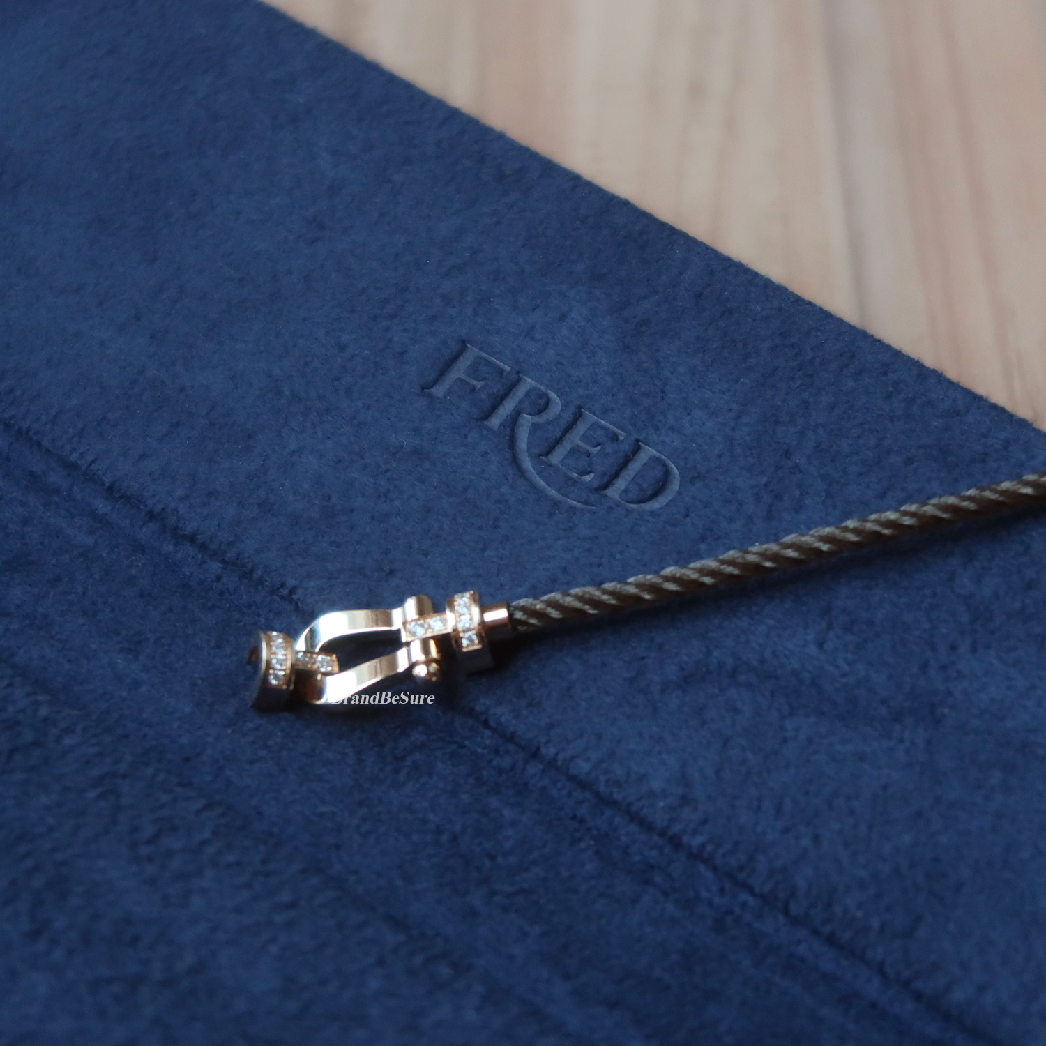 Fred Force 10 Pink Gold/Diamond Buckle Cable Bracelet