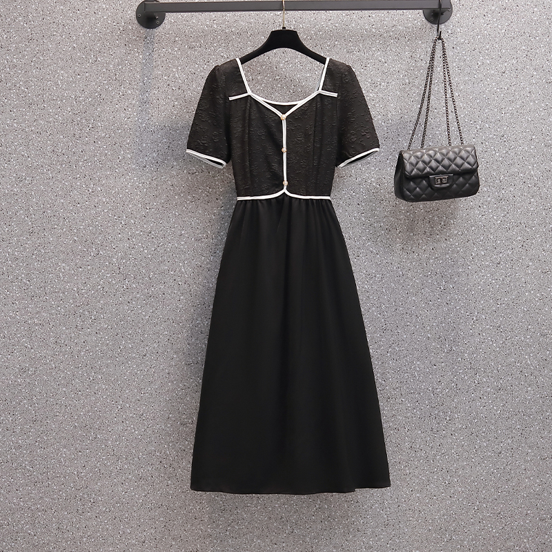 เดรสคนอ้วน เดรสสาวอวบ ชุดเดรสคนอ้วนวัยรุ่นแขนสั้น BY PLUS SIZE Girl