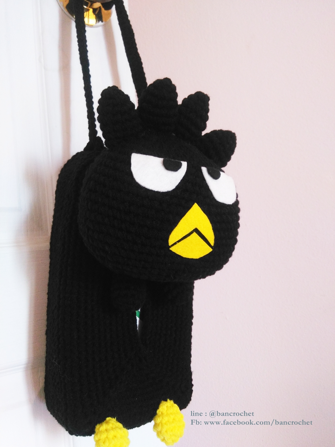 กล่องกระดาษทิชชูถักโครเชต์แบดแบดมารุ (bad badtz maru tissue box crochet cover)