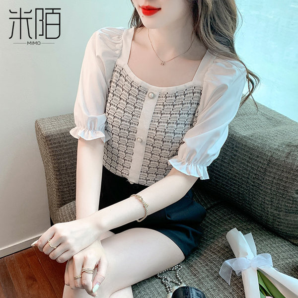 เสื้อลูกไม้ แขนสั้น