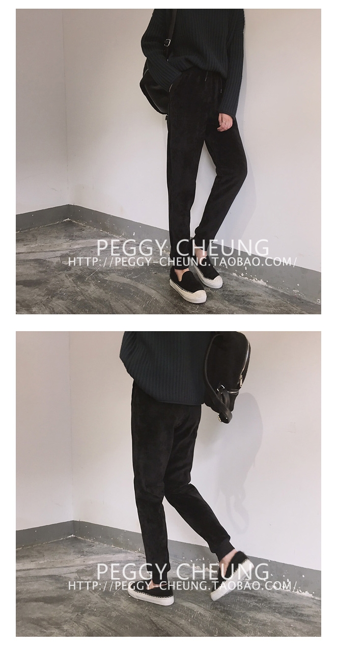 กางเกงขายาวผ้าขนกันหนาว สีดำ ขนสั้นทั้งด้านในและด้านนอก อุ่นและนุ่มมากๆๆๆๆ ทรงสวย black