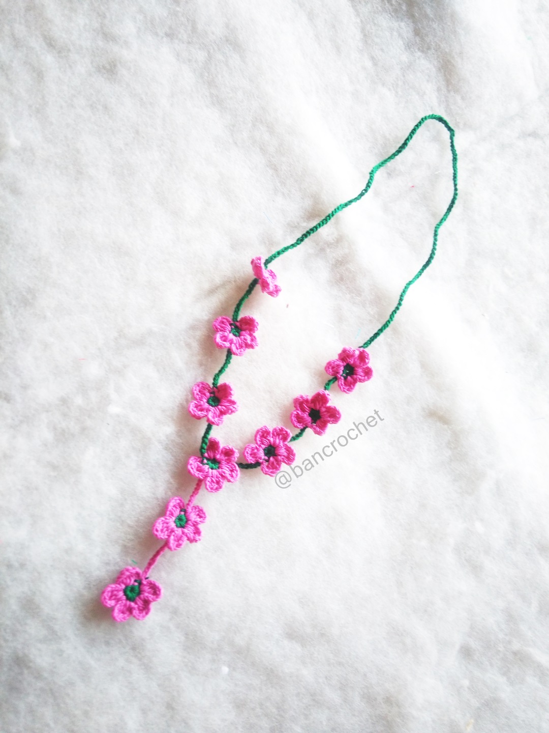 Bancrochet สร้อยคอุถักโครเชต์ necklace crochet สีม่วง 15 นิ้ว