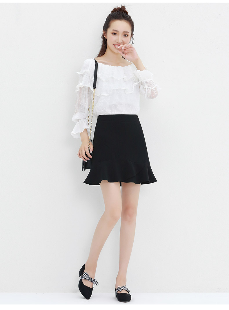 Skirt368 กระโปรงสีดำทรงเอชายระบาย ซิปหลัง ซับในกางเกงอย่างดี ผ้าสูทเกรดพรีเมียมเนื้อดีหนาเรียบสวยมีน้ำหนัก งานดีดีเทลน่ารัก ผ้าดีทรงสวยเป๊ะ ใส่กับเสื้อตัวไหนก็ดูดีดูเข้ากัน ใส่เที่ยว/ใส่ทำงานได้