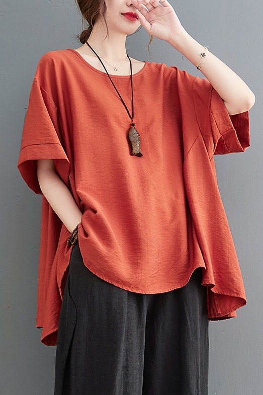 เสื้อลินินคนอ้วน เสื้อทีเชิ้ตคนอ้วนผู้หญิง เสื้อทีเชิ้ตตัวใหญ่ By Literary Plus size