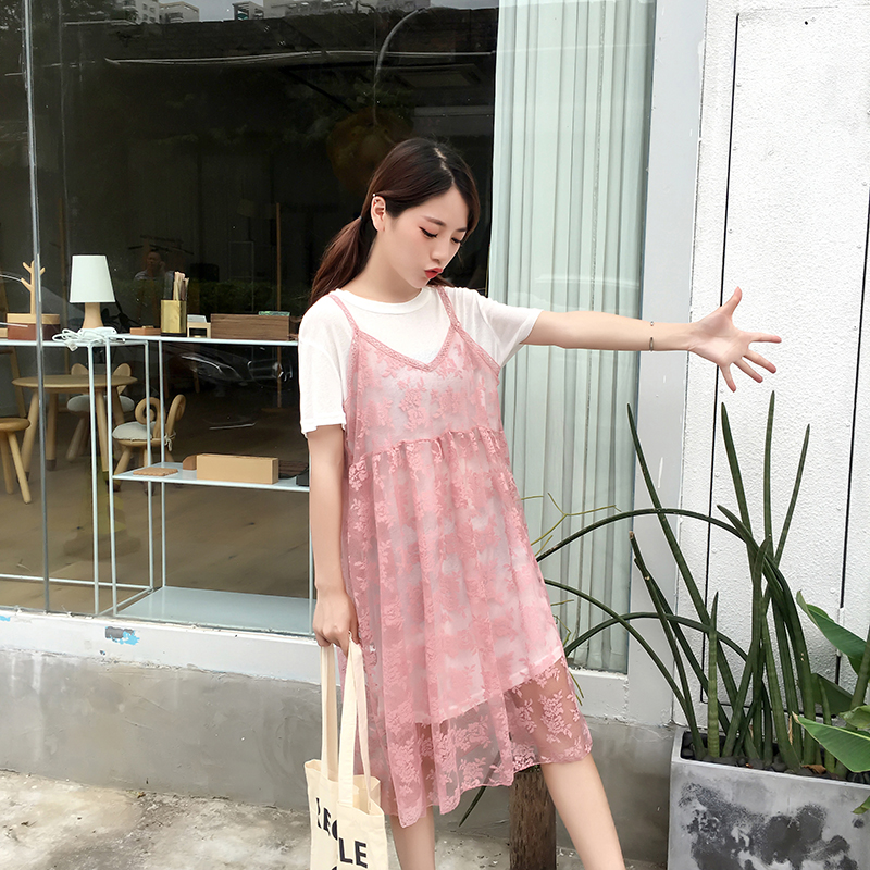 Dress4594 เดรส 2 ชิ้น เดรสลูกไม้ยาวทรงปล่อย+เดรสตัวในผ้าคอตตอนเนื้อดีหนานุ่มยืดหยุ่นสูง งานดีทรงดีลายสวย ดีเทลน่ารักหวานๆ ใส่เก๋ๆ ได้บ่อย มี 2 สี น้ำตาลครีม, ขาวชมพู