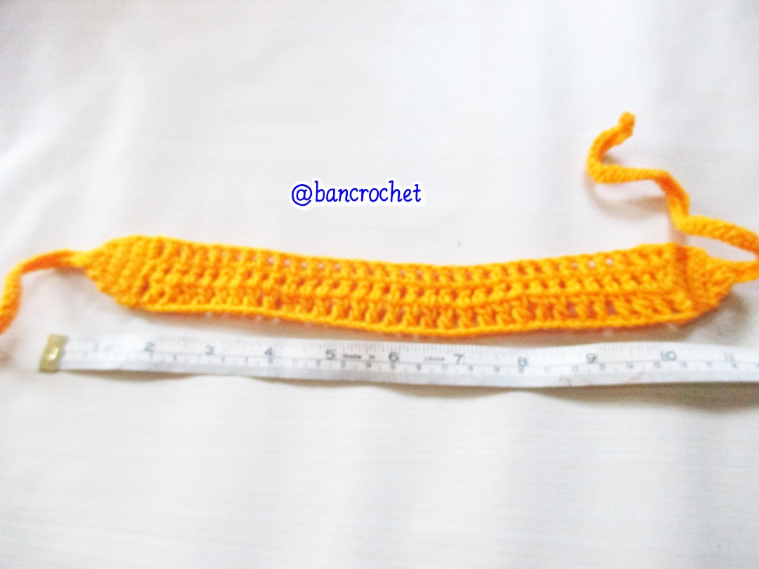 Bancrochet ที่คาดผมถักโครเชต์ crochet headband เหลืองอมส้ม 1-1.5*13 inch