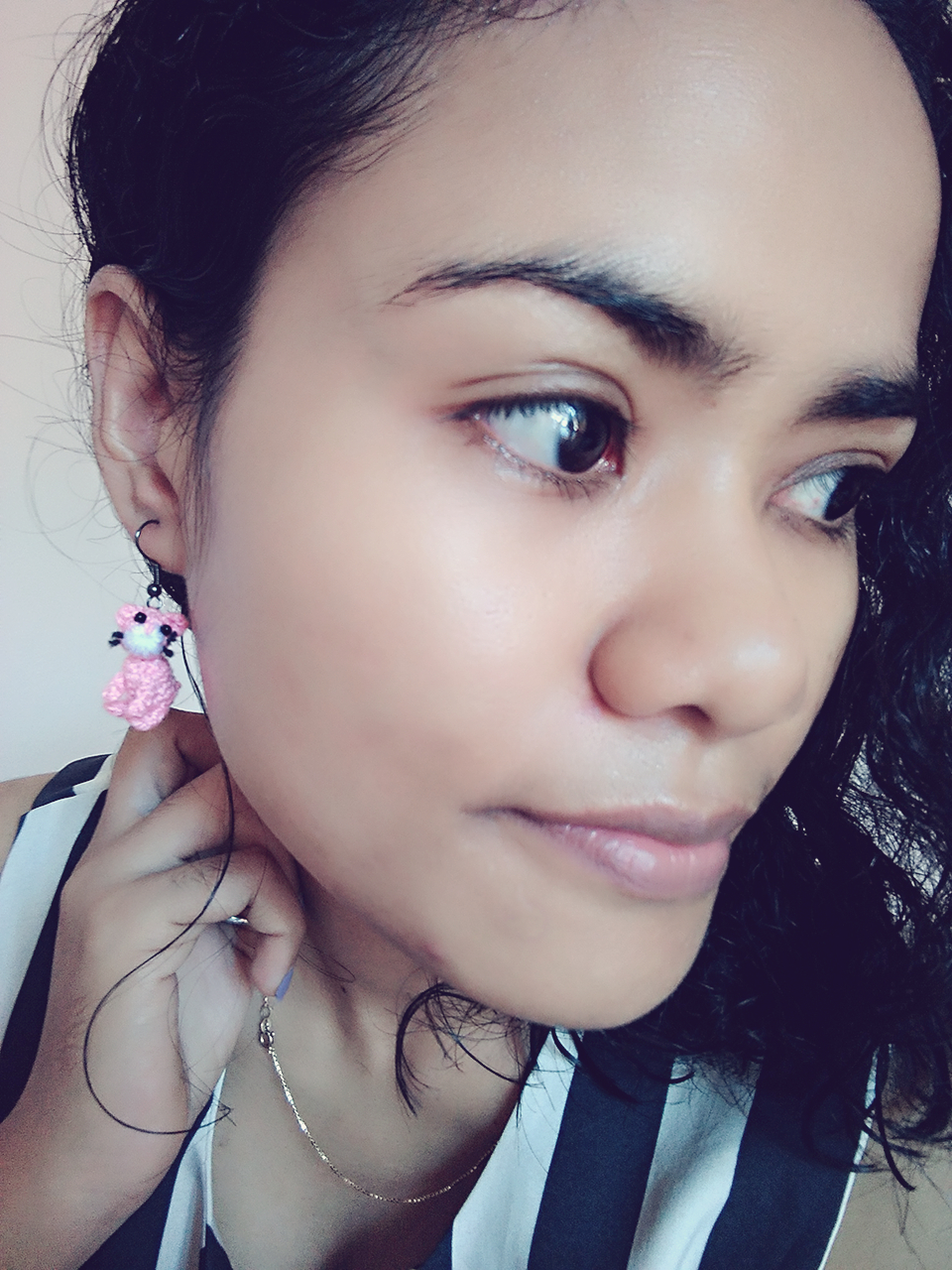 ต่างหูถักโครเชต์ รูปแมว earrings crochet