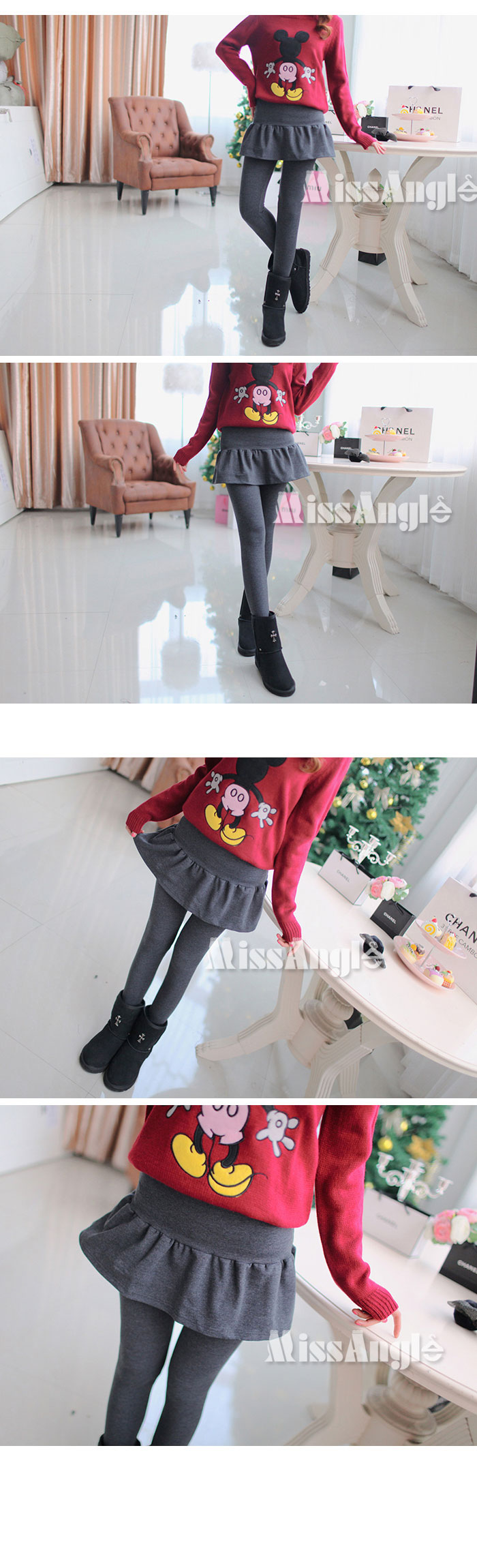 เลกกิ้ง Leggings สีเทาอ่อน กระโปรงบาน น่ารักคาวาอิมากๆ ผ้า cotton บุผ้าสำลีขนๆ เนื้อนุ่มมากๆ พร้อมส่งจ้า ดูรูปสีจริงด้านในน้าา เทาอ่อน ตามภาพสินค้าจริงด้านใน