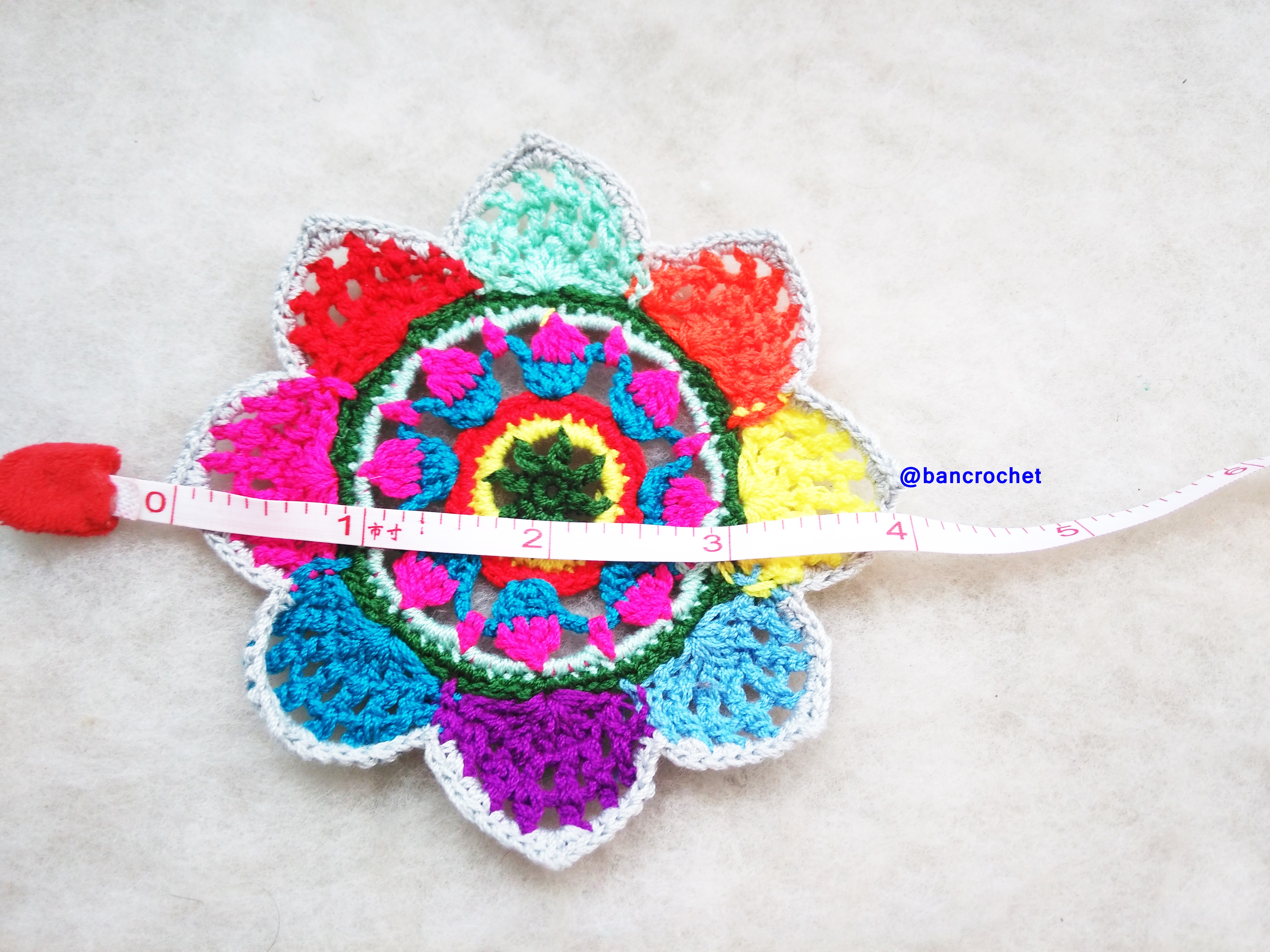 Bancrochet ที่รองแก้วถักโครเชต์ crochet coasters หลากสี 4 นิ้ว