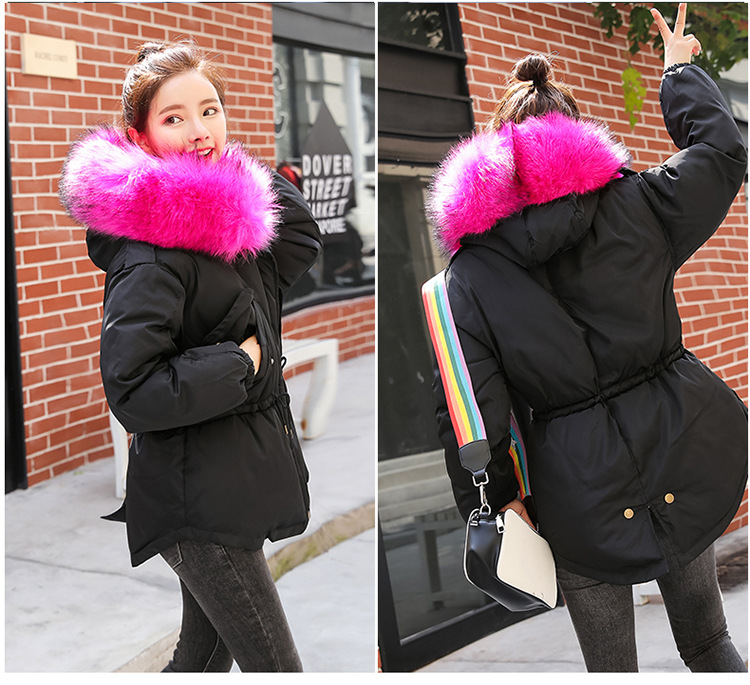 เสื้อกันหนาวฮู้ดดี้ แต่งเฟอร์หนาฟู งานเกรดดีเหมือนแบบ บุนวมหนา อุ่นมาก หิมะก็เอาอยู่ (ถอดขนถอดฮู้ดได้) ดำฮู้ดชมพู