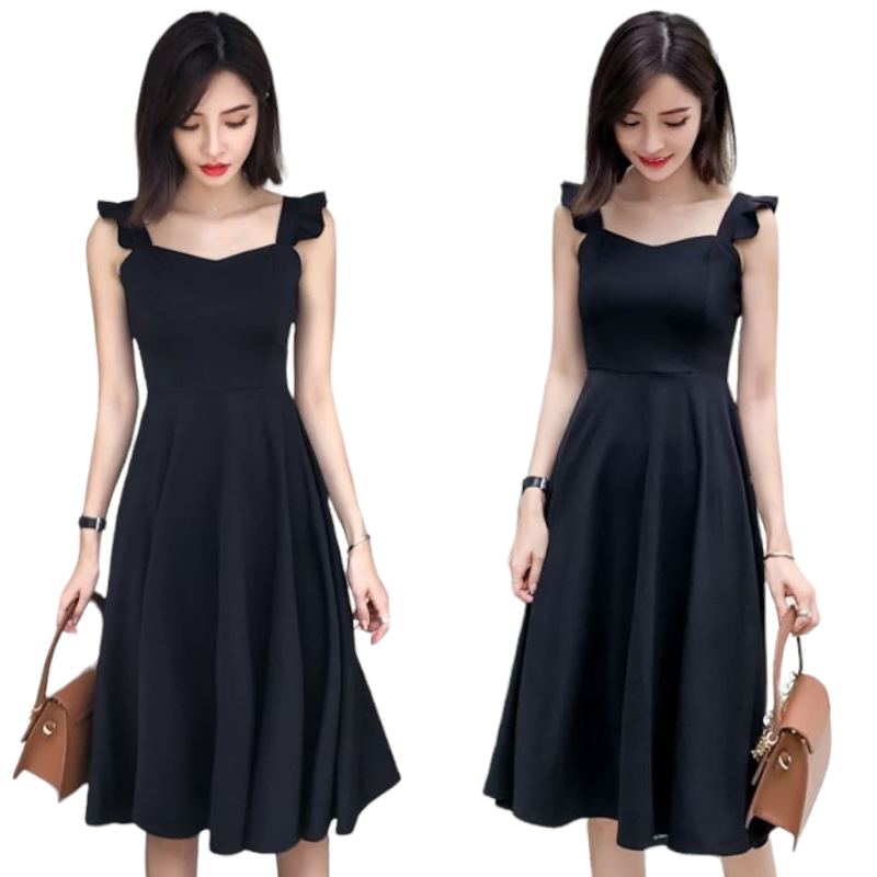 Dress4498 เดรสยาวสีดำทรงสวย สายบ่าใหญ่แต่งระบาย ผ้าคอตตอนบอดี้สูทเนื้อดีมีน้ำหนักทิ้งตัวยืดขยายได้เยอะ งานดีเกรดพรีเมียมสวยเหมือนราคาหลักพัน ใส่เที่ยว/ใส่ทำงานได้
