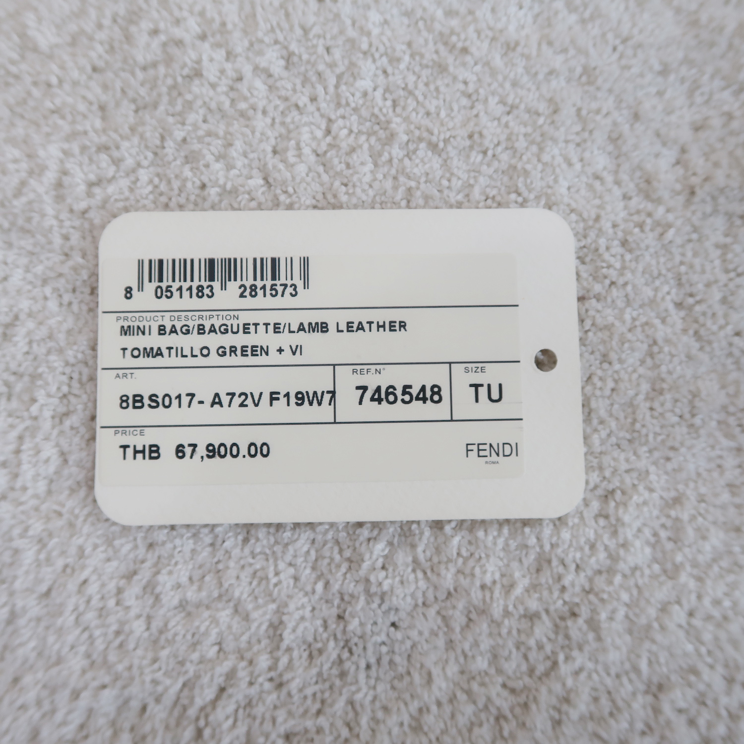 Fendi Green Nappa FF Mini Baguette