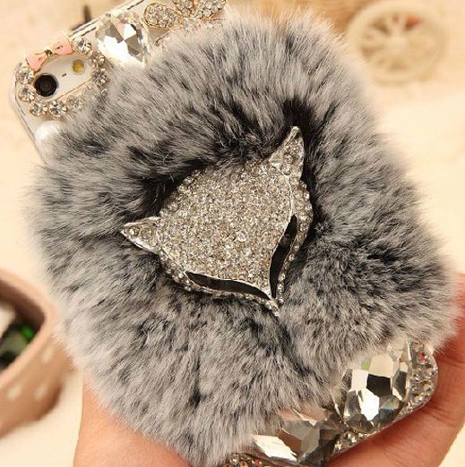 เคส iphone 4 4s ขนมิ้ง เคสขนเฟอร์ ประดับ คริสตัลรูป สุนัขจิ้งจอก no 201242