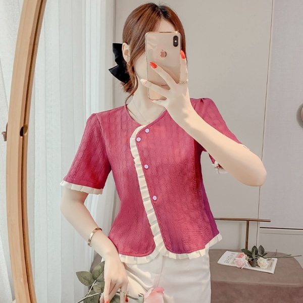 เสื้อลูกไม้ แขนสั้น