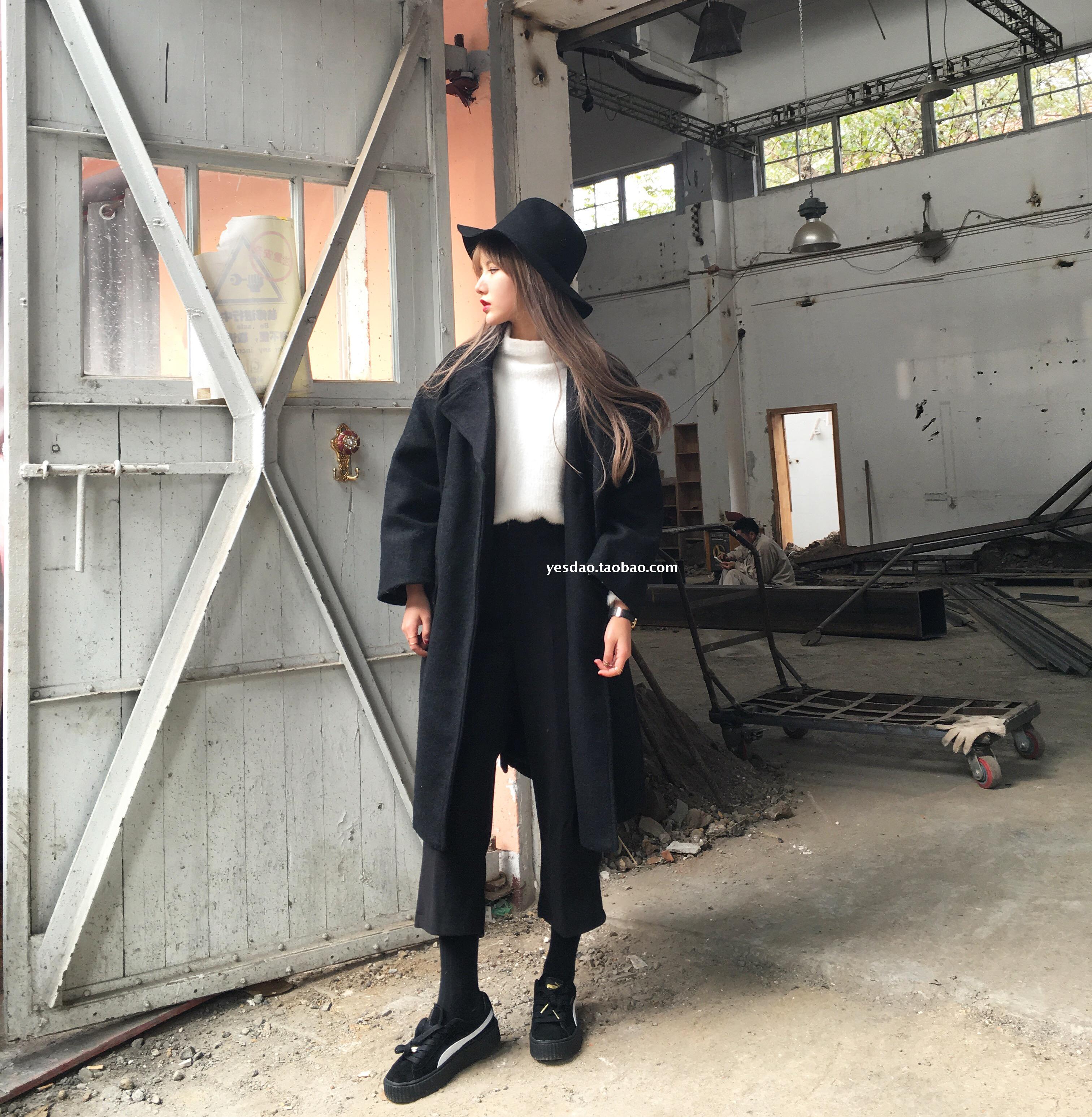 เสื้อโค้ทกันหนาว ทรงยาวโคล่ง แต่งกระเป๋า 4 จุด (กระเป๋าจริง) ผ้าวูลเนื้อละเอียด บุซับในกันลม งานดีค่าา พร้อมส่ง สีดำ