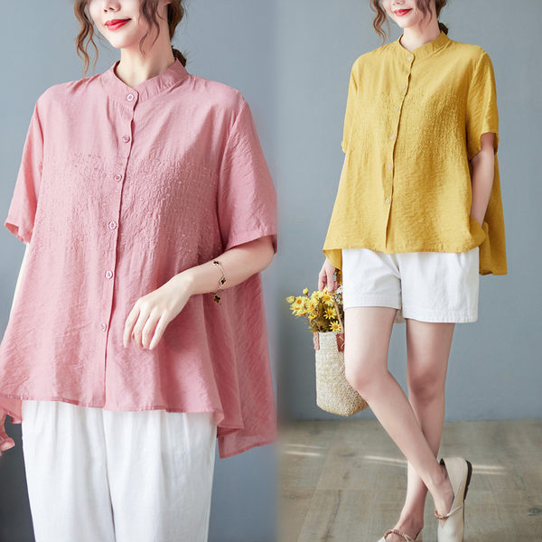 เสื้อลินินคนอ้วน เสื้อทีเชิ้ตคนอ้วนผู้หญิง เสื้อทีเชิ้ตตัวใหญ่ By Literary Plus size