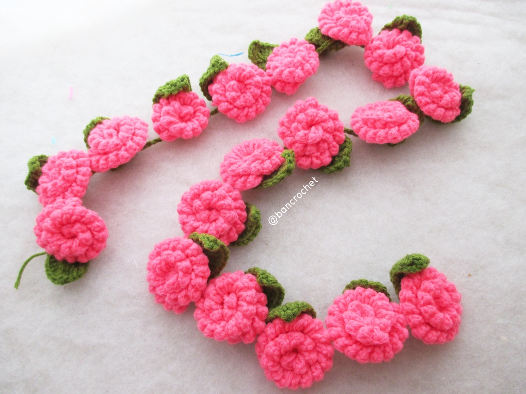 Bancrochet ดอกไม้ถัก สายประดับดอกไม้ ประดับ Crochet Flowers หลากสี 60 cm