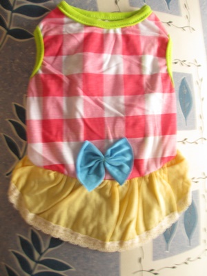เสื้อน้องหมา-น้องแมวกระโปรงผ้ายืด คอ7" ยาว10" #444-008