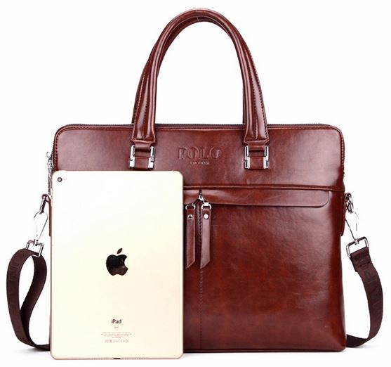 กระเป๋าถือผู้ชาย ผู้หญิง กระเป๋าใส่เอกสาร ใส่ Notebook กระเป๋าถือ polo หนังมัน แบบสวย ใส่เอกสาร โน้ตบุ๊ค มีสายสะพายปรับได้ สีดำ สีน้ำตาล 312013