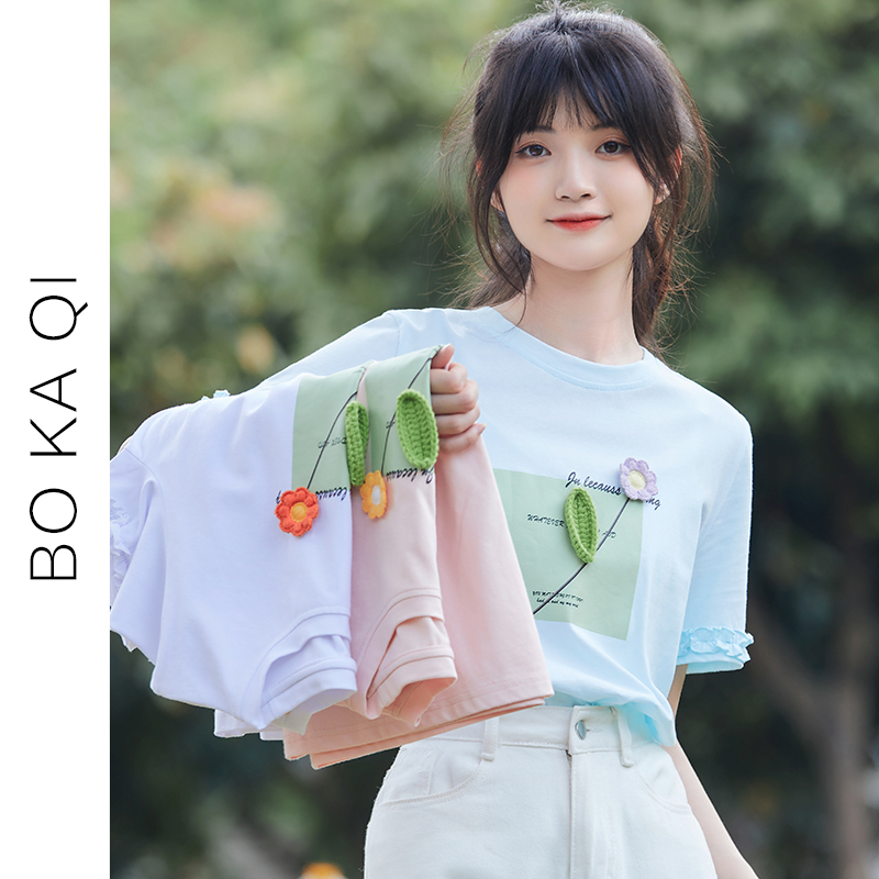 เสื้อผ้าวัยรุ่นเกาหลี เสื้อยืดวัยรุ่นผู้หญิง มีขนาด S M L XL