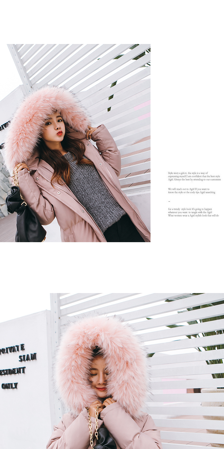 เสื้อกันหนาวฮู้ดดี้ ทรงยาว แต่งเฟอร์หนาฟู สีชมพูหม่น งานเกรดดีเหมือนแบบ อุ่นมาก หิมะก็เอาอยู่ (ถอดขนถอดฮู้ดได้)