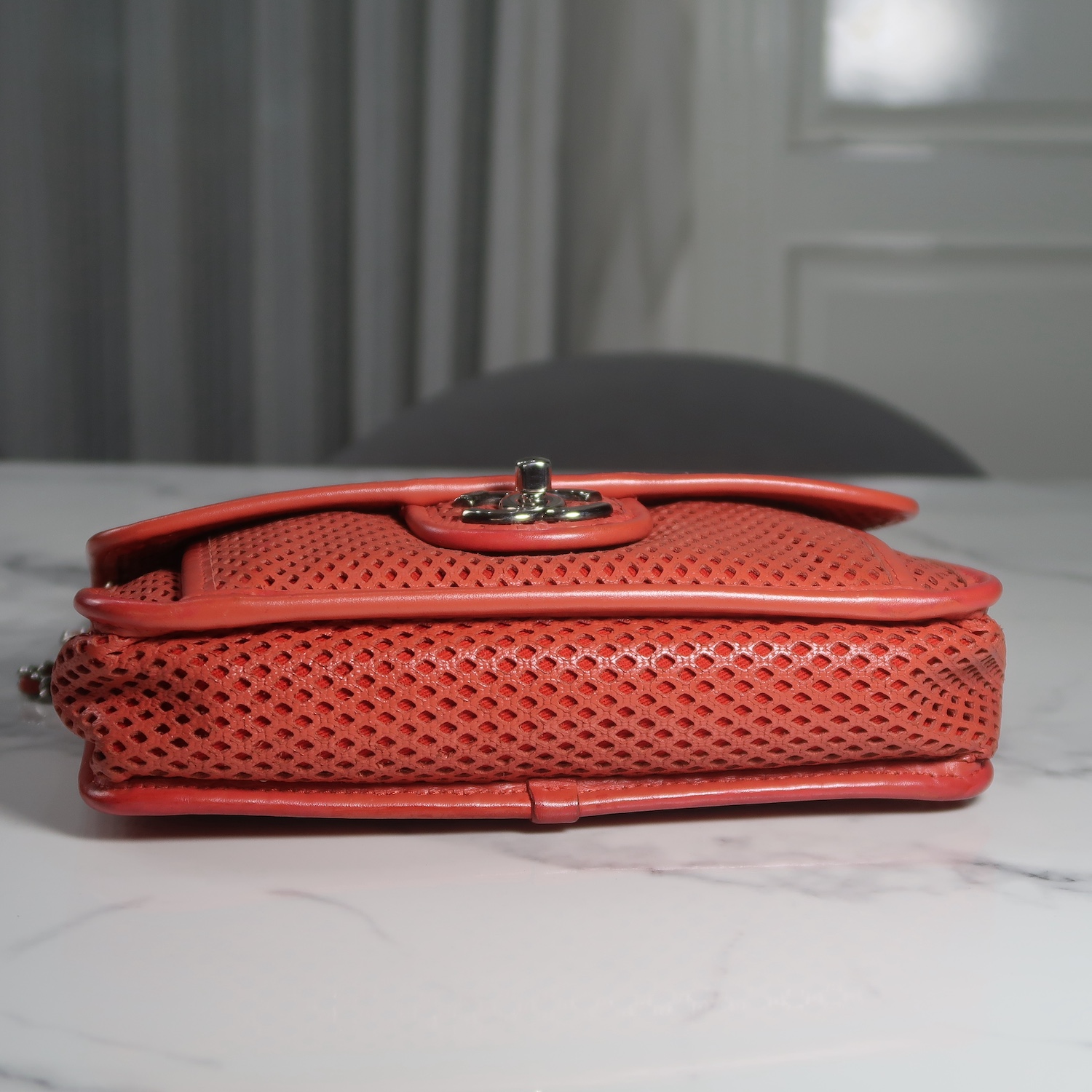 Chanel Red Perforated Calfskin Small Up In The Air Flap