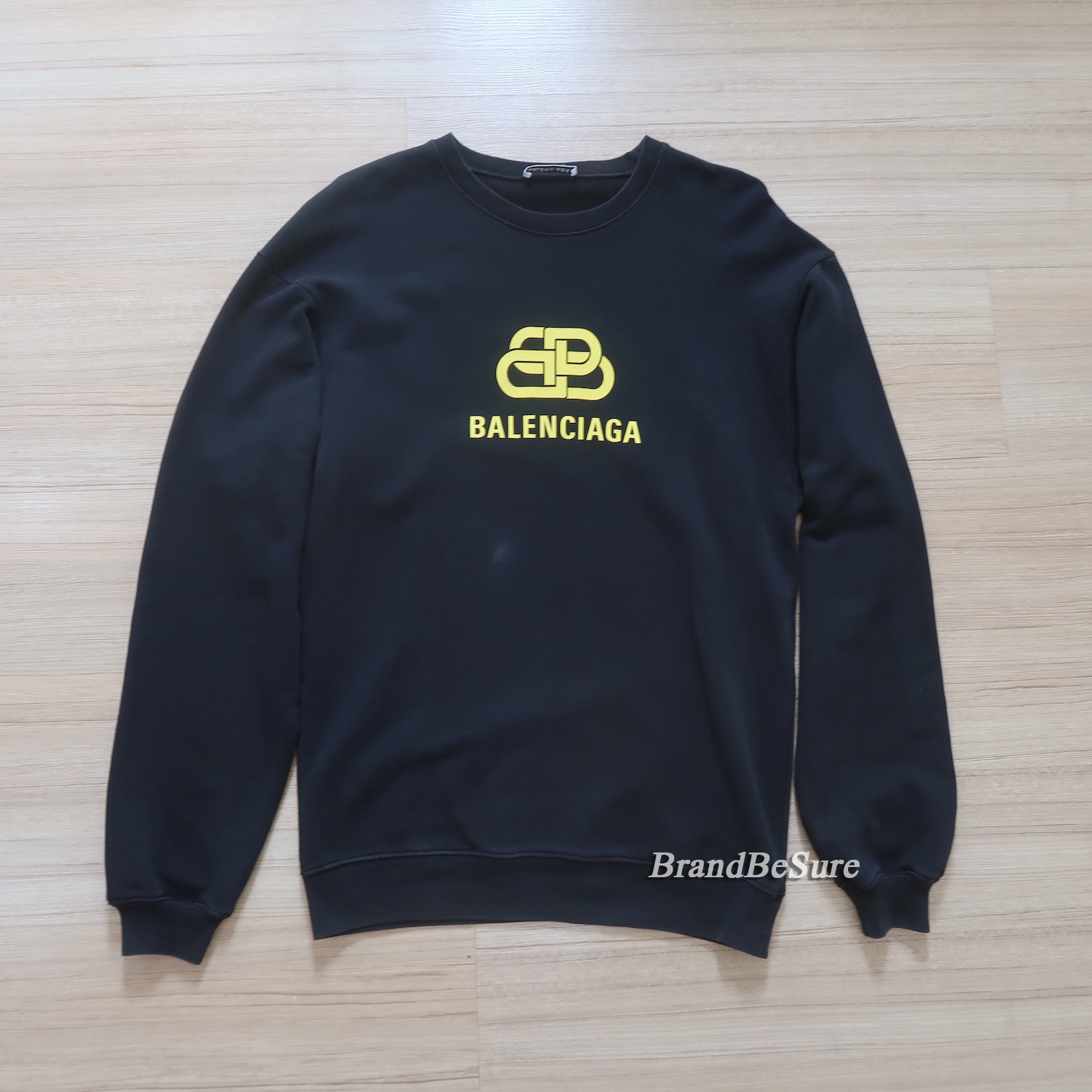 Balenciaga Black Yellow BB Craw Logo Sweater