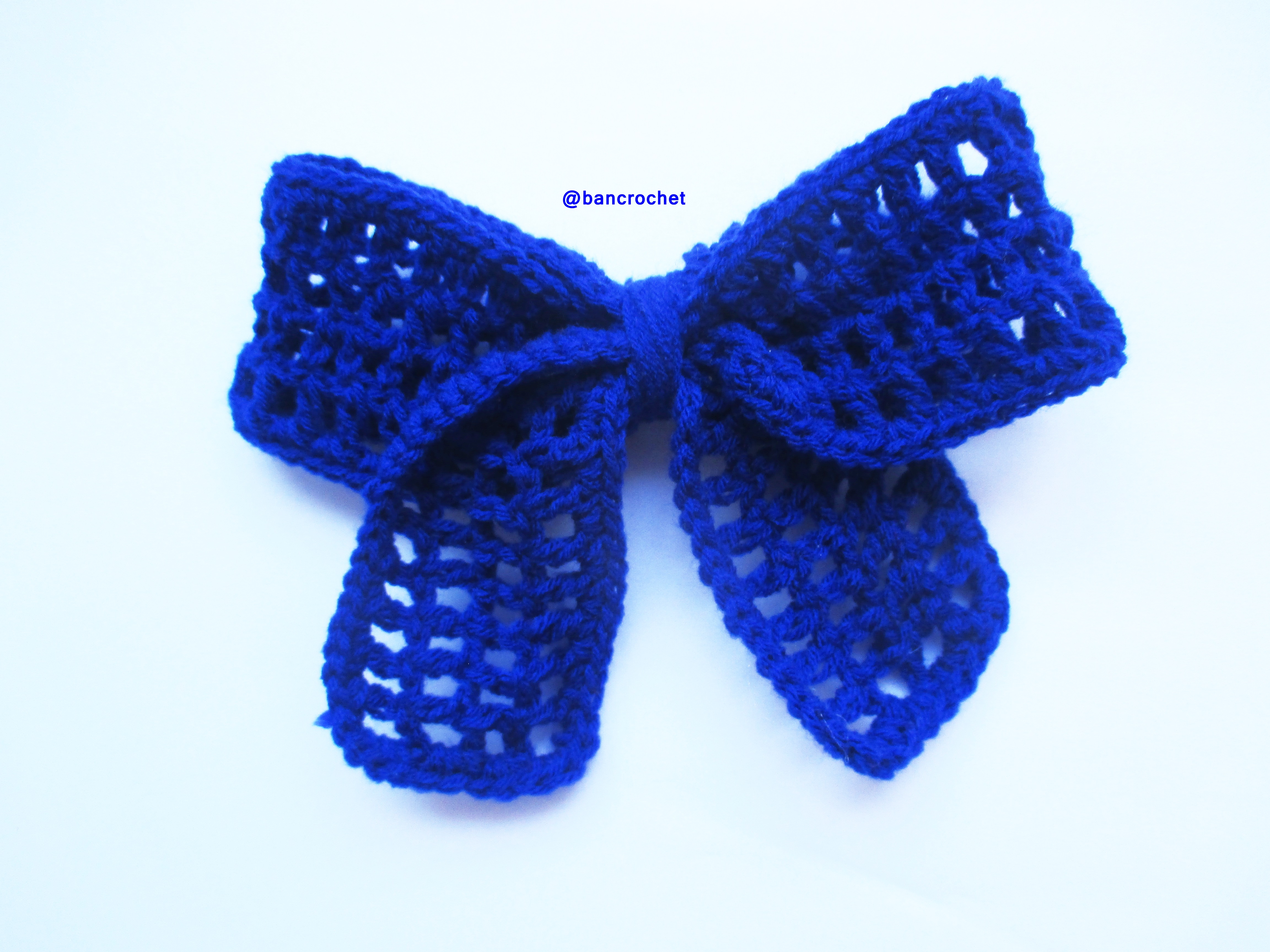 Bancrochet โบว์ถักโครเชต์ Crochet Bow น้ำเงิน 3x5 นิ้ว