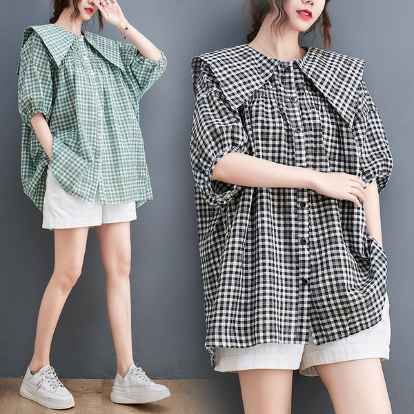 เสื้อลินินคนอ้วน เสื้อทีเชิ้ตคนอ้วนผู้หญิง เสื้อทีเชิ้ตตัวใหญ่ By Literary Plus size