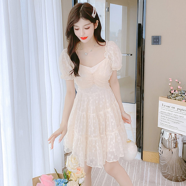 เดรสลูกไม้ เดรสชีฟองสวยๆ แขนสั้น By Meiyi women's clothing