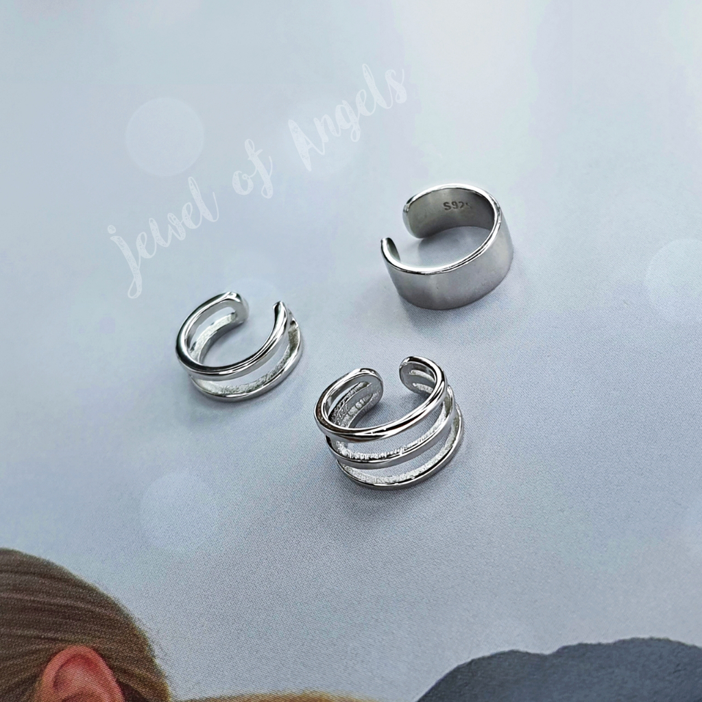 ต่างหูหนีบ Ear Cuff รุ่น Energy เงินแท้S925 ต่างหูคลิปหนีบแฉก 3แบบ สีเงิน Silver925