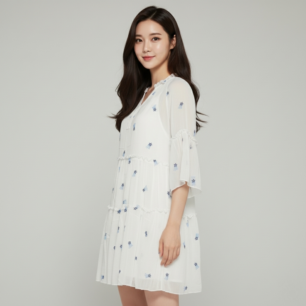 ✨ Dress4700 เดรสชีฟอง สีขาว ผ้านุ่มพริ้วใส่สบาย ดูหวานมีเสน่ห์