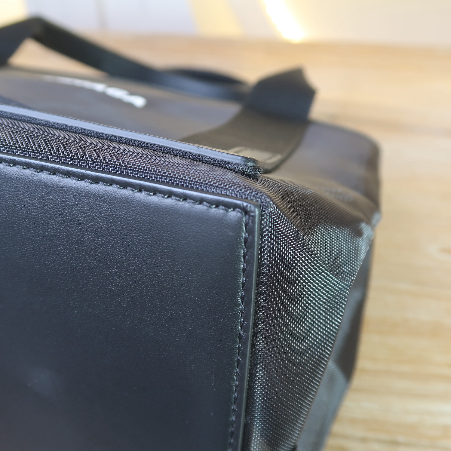 Balenciaga Black Mesh/Calfskin Logo Cabas S Tote Bag