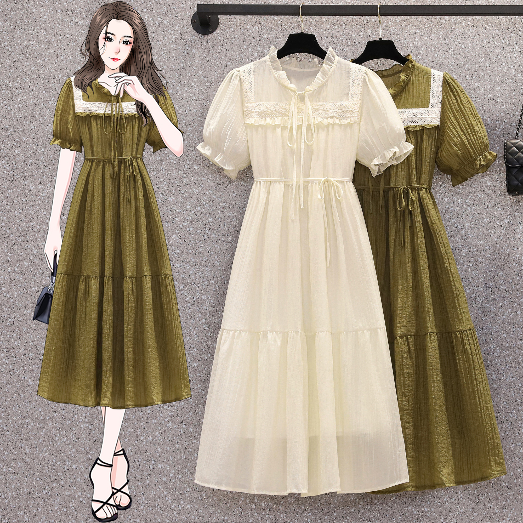 เดรสแขนสั้น มีไซส์ L-4XLอก 38-47 นิ้ว ใส่ได้ทั้งสาวหุ่นดีน่ารักจนถึงสาวอวบพลัสไซส์ จัดส่งฟรี! ทักแชทสั่งซื้อ