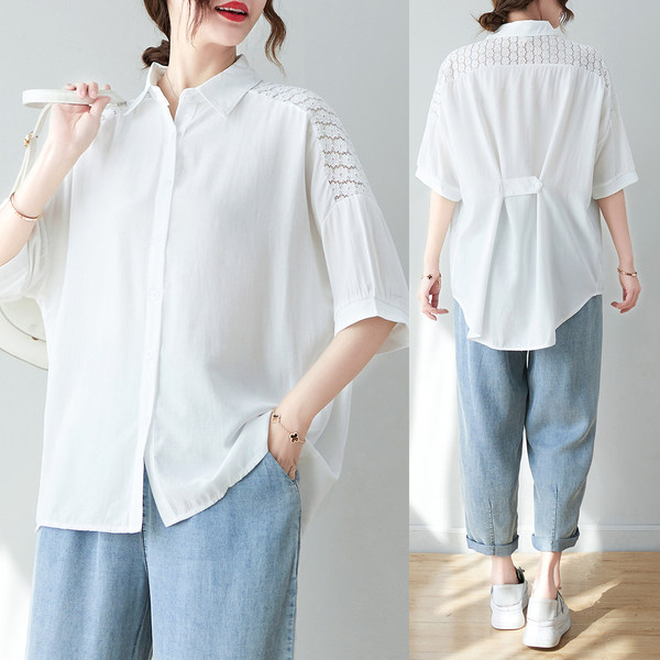 เสื้อลินินคนอ้วน เสื้อทีเชิ้ตคนอ้วนผู้หญิง เสื้อทีเชิ้ตตัวใหญ่ By Literary Plus size