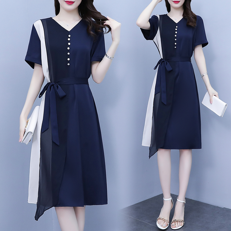 เดรสแขนสั้น มีไซส์ L-4XLอก 38-47 นิ้ว ใส่ได้ทั้งสาวหุ่นดีน่ารักจนถึงสาวอวบพลัสไซส์