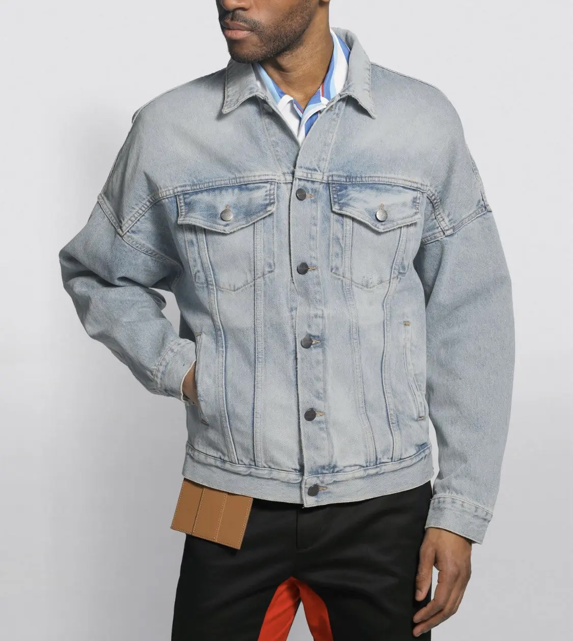 Palm Angels Blue Denim Logo Jackets