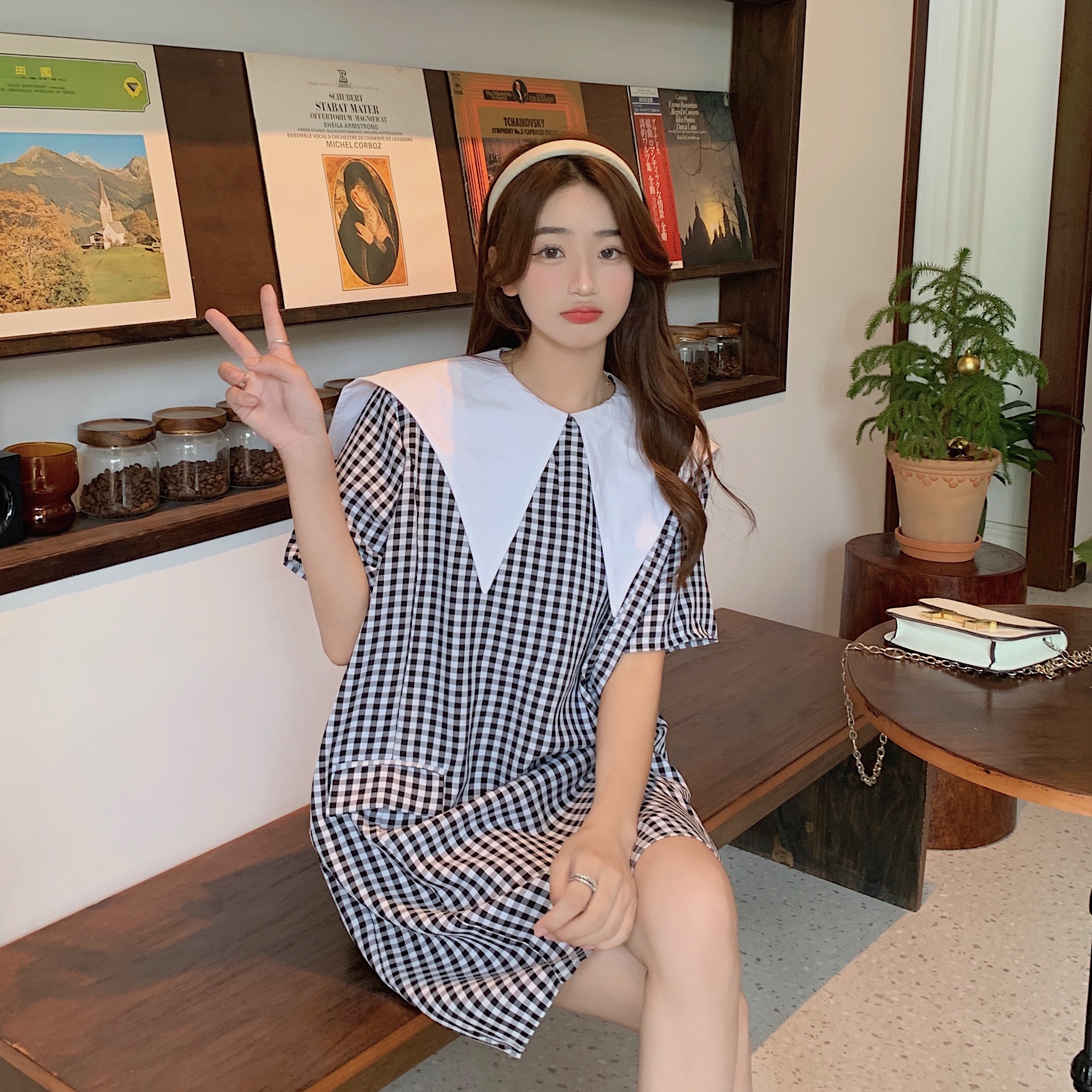 เดรสคนอ้วน เดรสสาวอวบ ชุดเดรสคนอ้วนวัยรุ่นแขนสั้น BY PLUS SIZE Girl