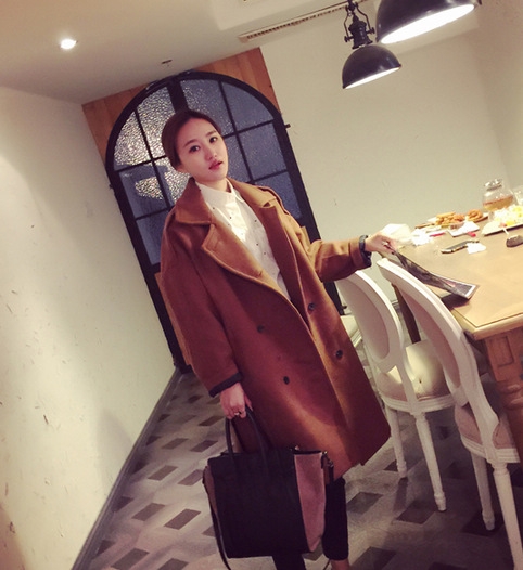 OverCoat เสื้อโค้ทกันหนาว ทรงยาวโอเวอร์ สีน้ำตาล งานดี ผ้าวูลเนื้อหนา บุซับในกันลม พร้อมส่ง same pic