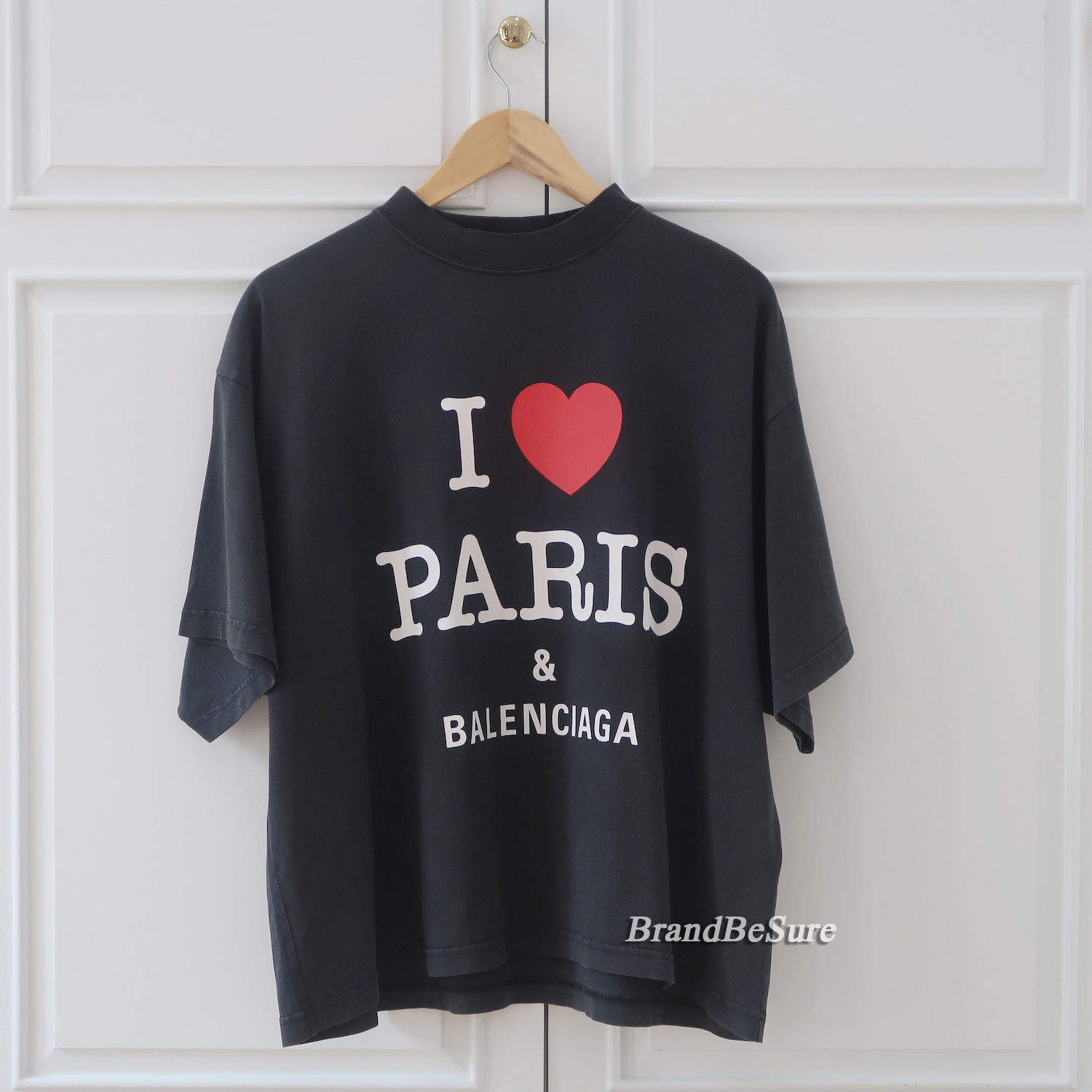 Balenciaga Black I Love Paris Logo T Shirt