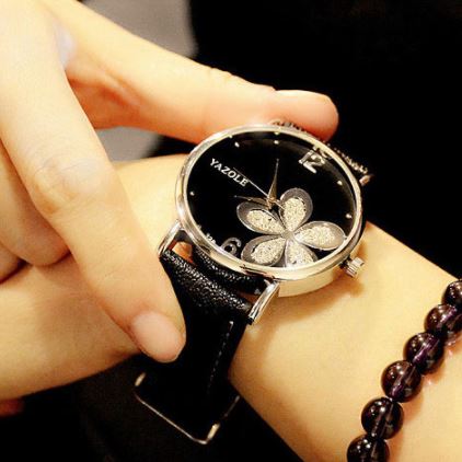 นาฬิกาข้อมือ ผู้หญิง ใส่ทำงาน ออกงาน นาฬิกาข้อมือ สายหนัง หน้าปัด ลายดอกไม้ แฟชั่นเก๋ ๆ 802942