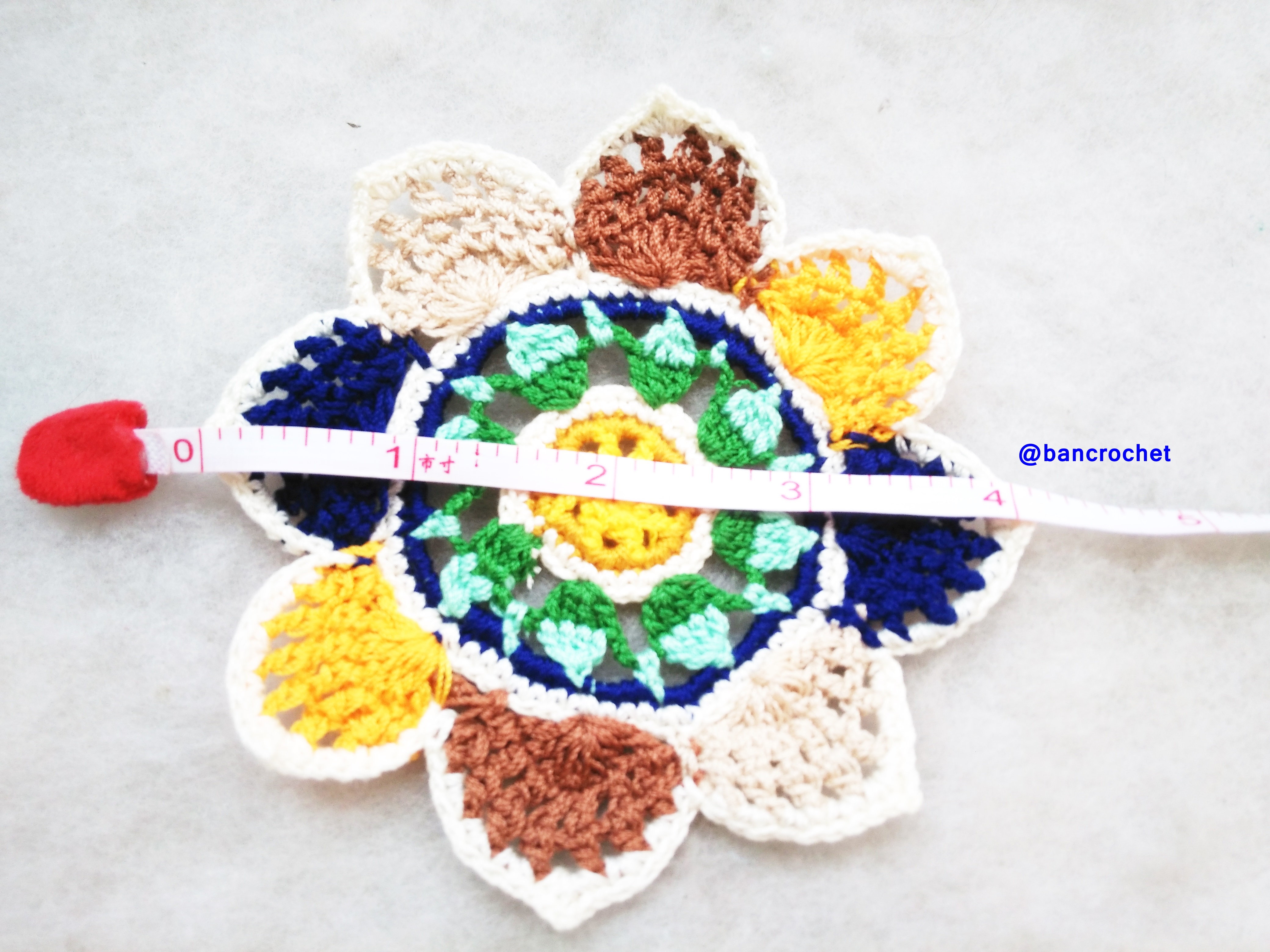 Bancrochet ที่รองแก้วถักโครเชต์ crochet coasters หลากสี 4 นิ้ว